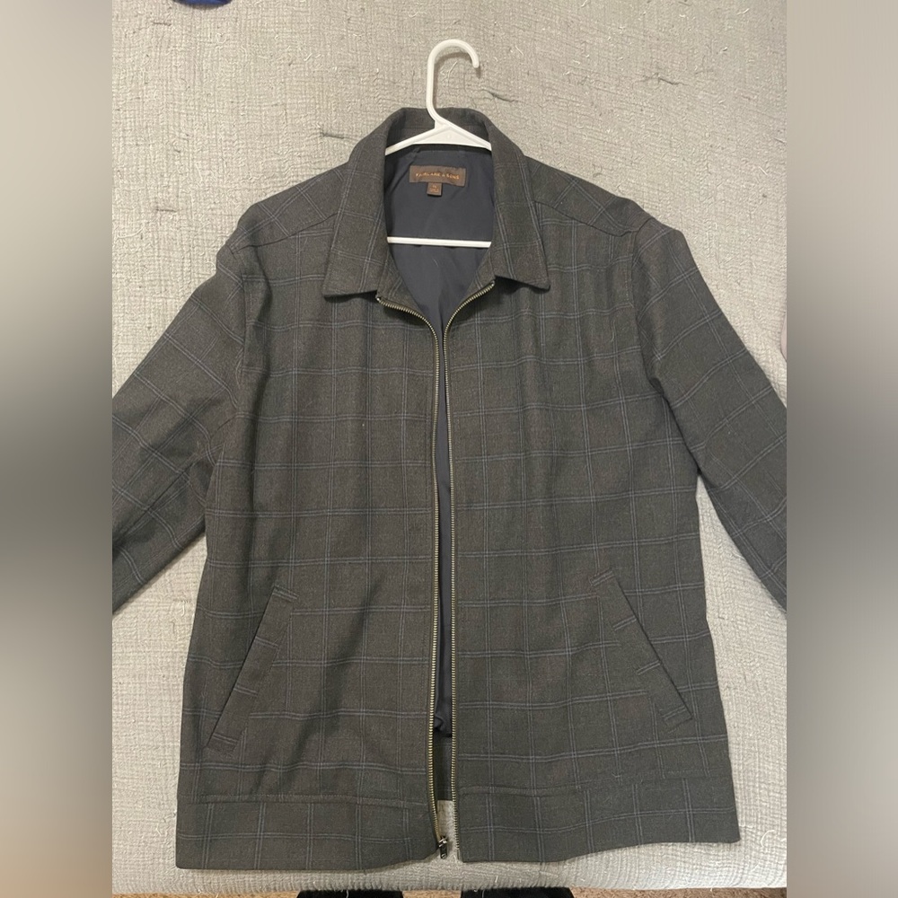 Fairlane & Sons Light Wool stretch coat in gray windowpane